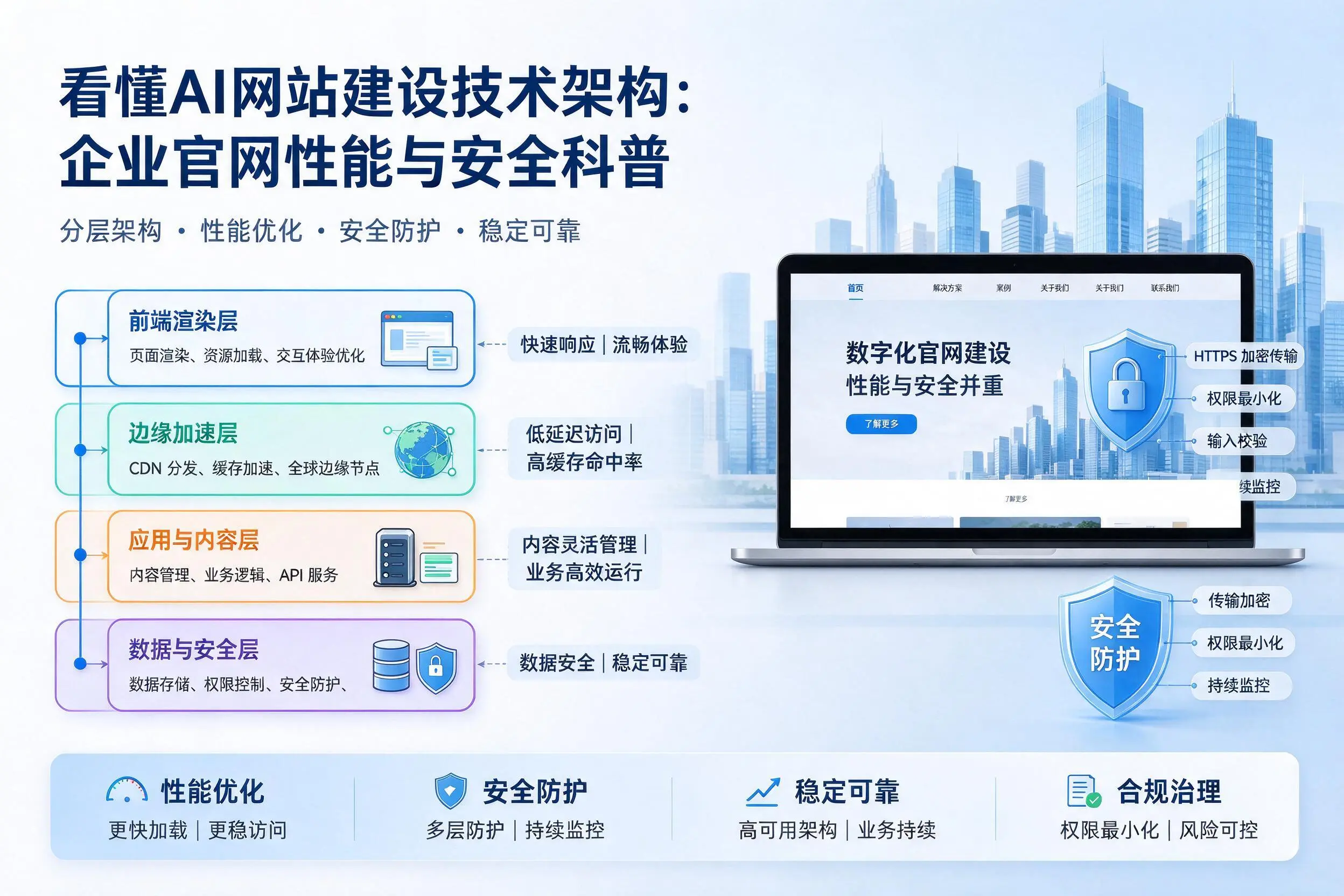 看懂AI网站建设技术架构：枣庄企业官网性能与安全科普