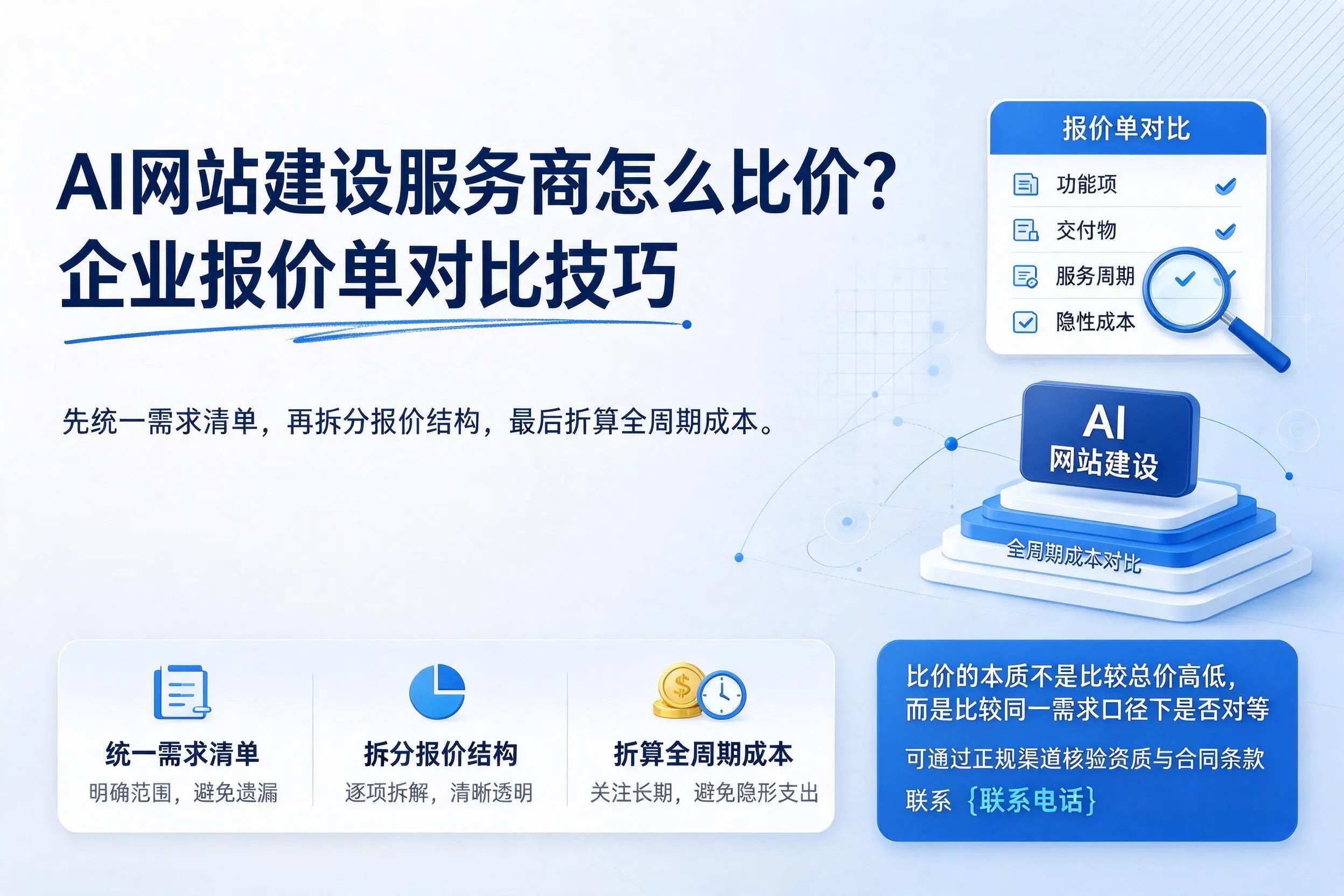 AI网站建设服务商怎么比价？枣庄企业报价单对比技巧