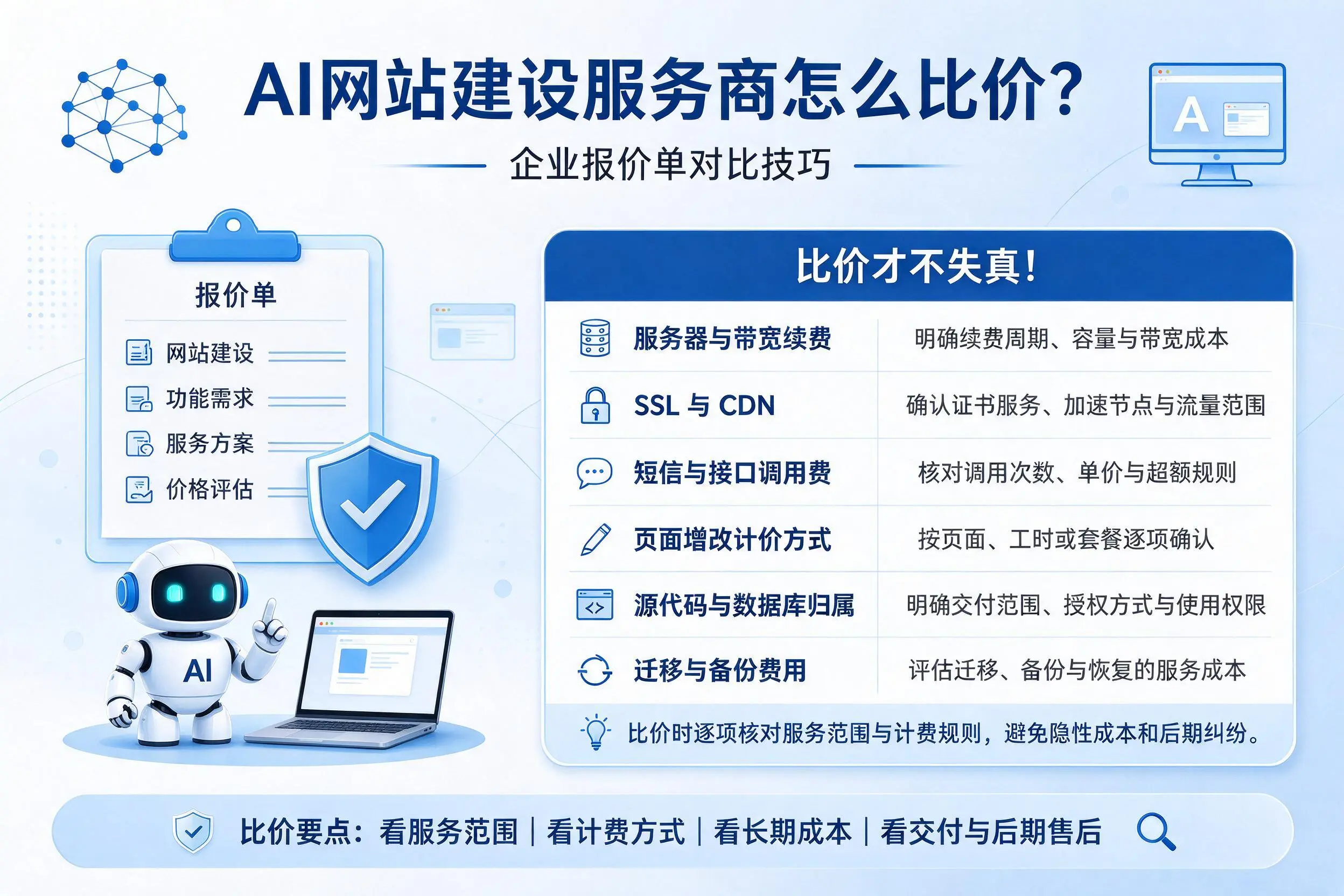 AI网站建设服务商怎么比价？枣庄企业报价单对比技巧