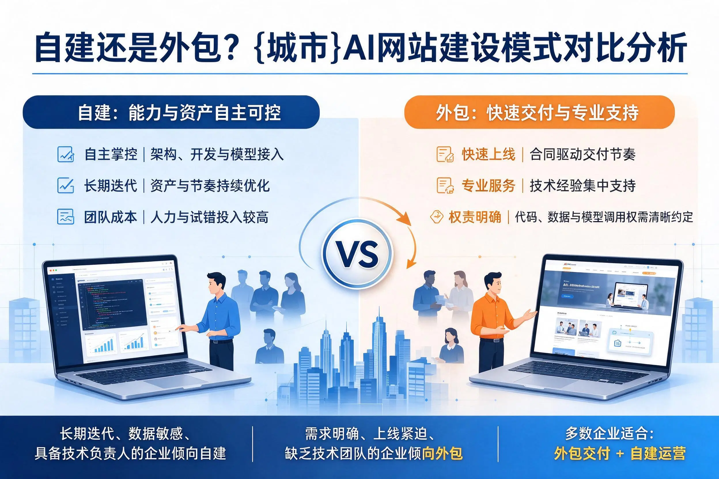自建还是外包?枣庄AI网站建设模式对比分析
