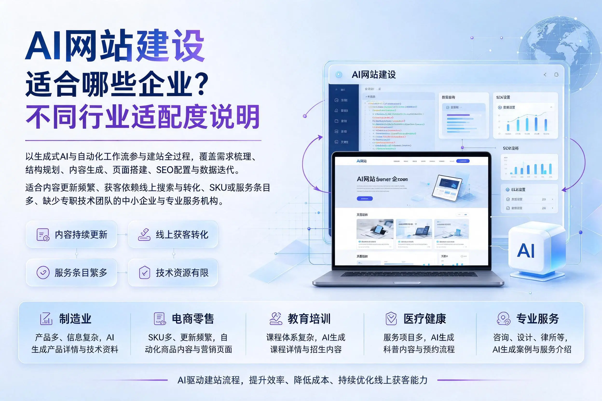 AI网站建设适合哪些企业?枣庄不同行业适配度说明